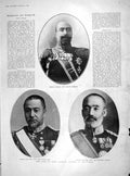 Original Old Antique Print 1905 General Stoessel Admiral Togo Nogi Port Arthur