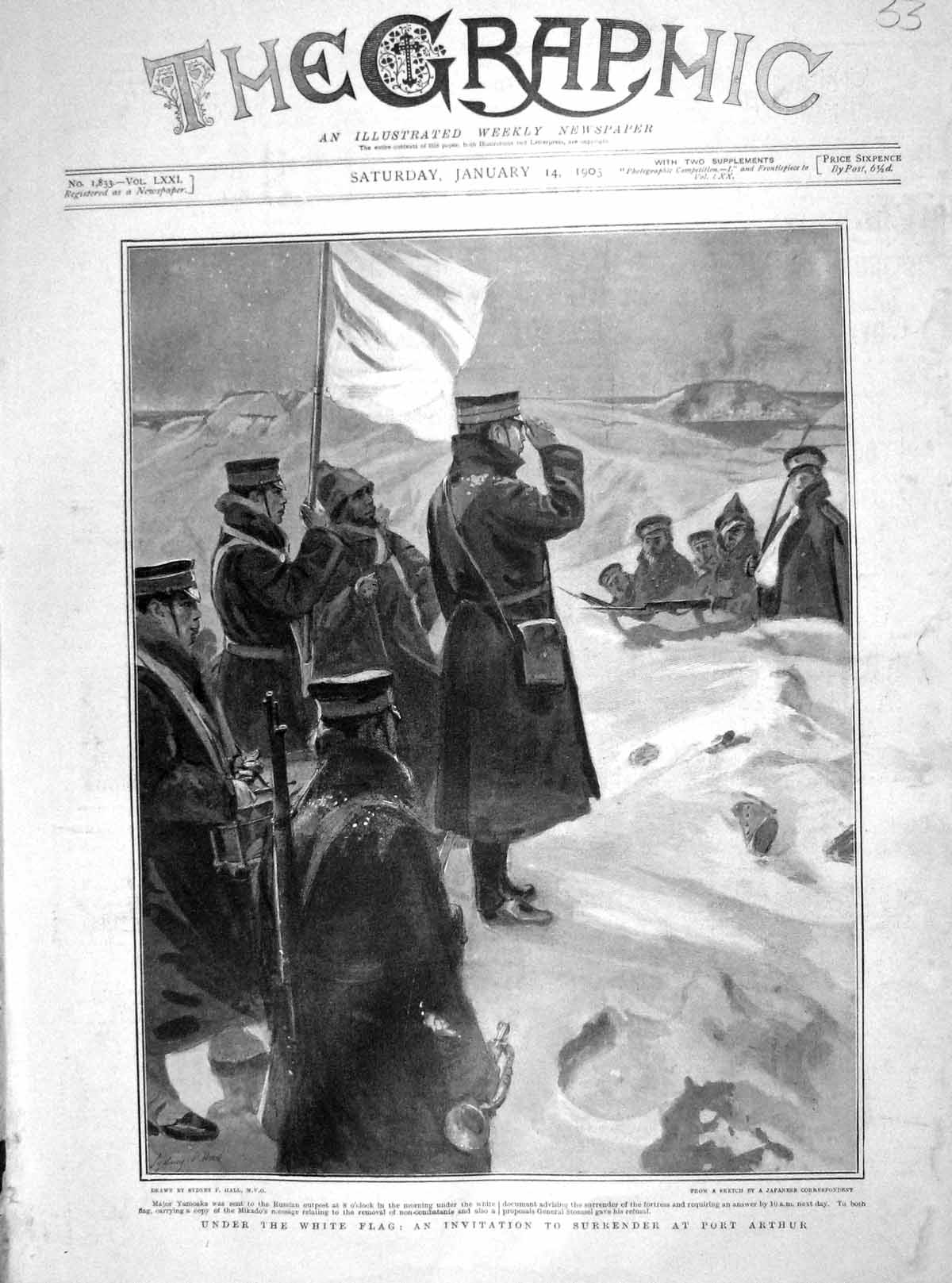 Original Old Antique Print 1905 Major Yamoaka Port Arthur Mikado Japan Siers