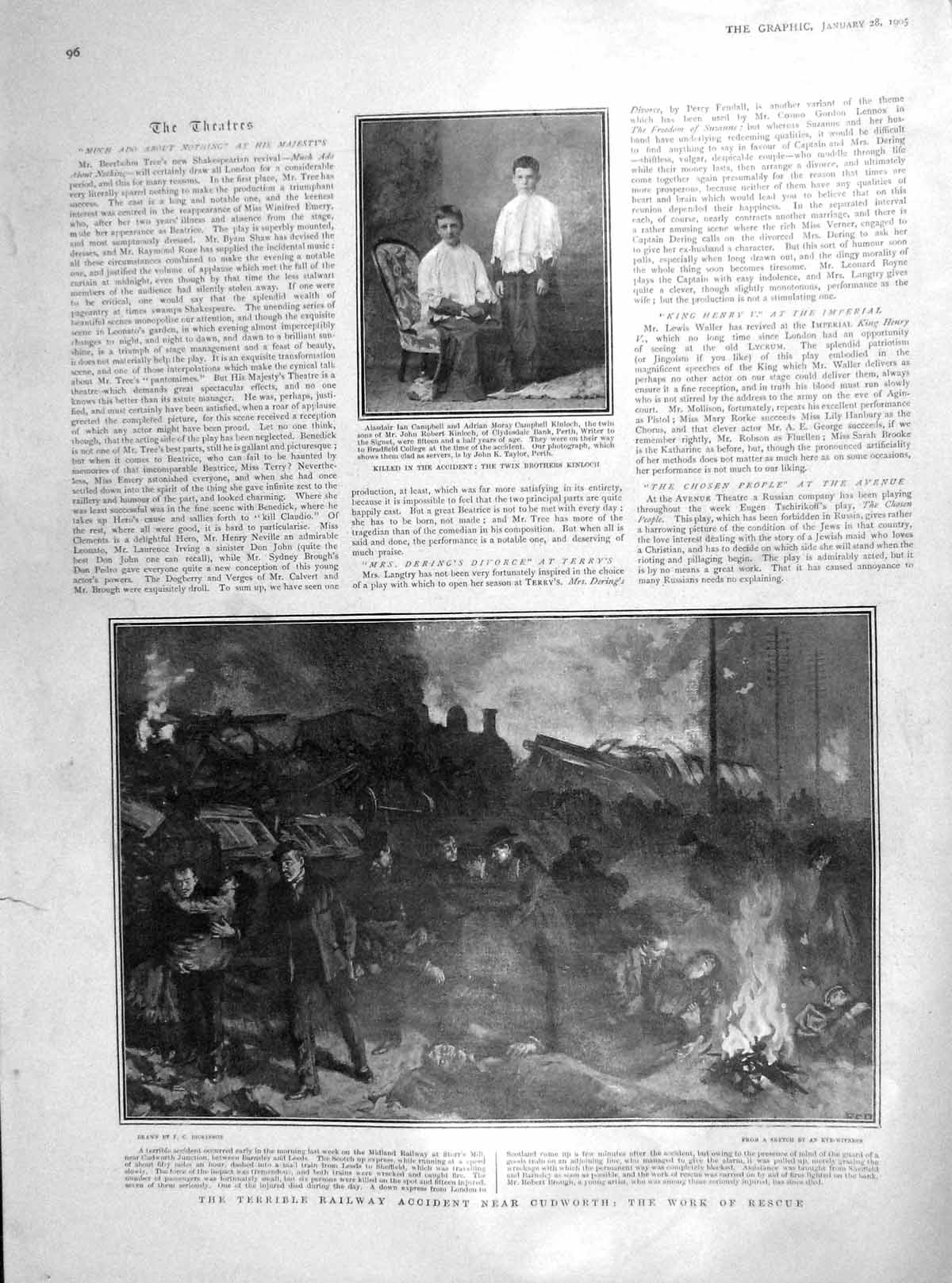 Original Old Antique Print 1905 Alasdair Campbell Adrian Moray Kinloch Cudworth