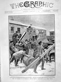Original Old Antique Print 1905 Massacre Petersburg Strikers Barricades Ostroff