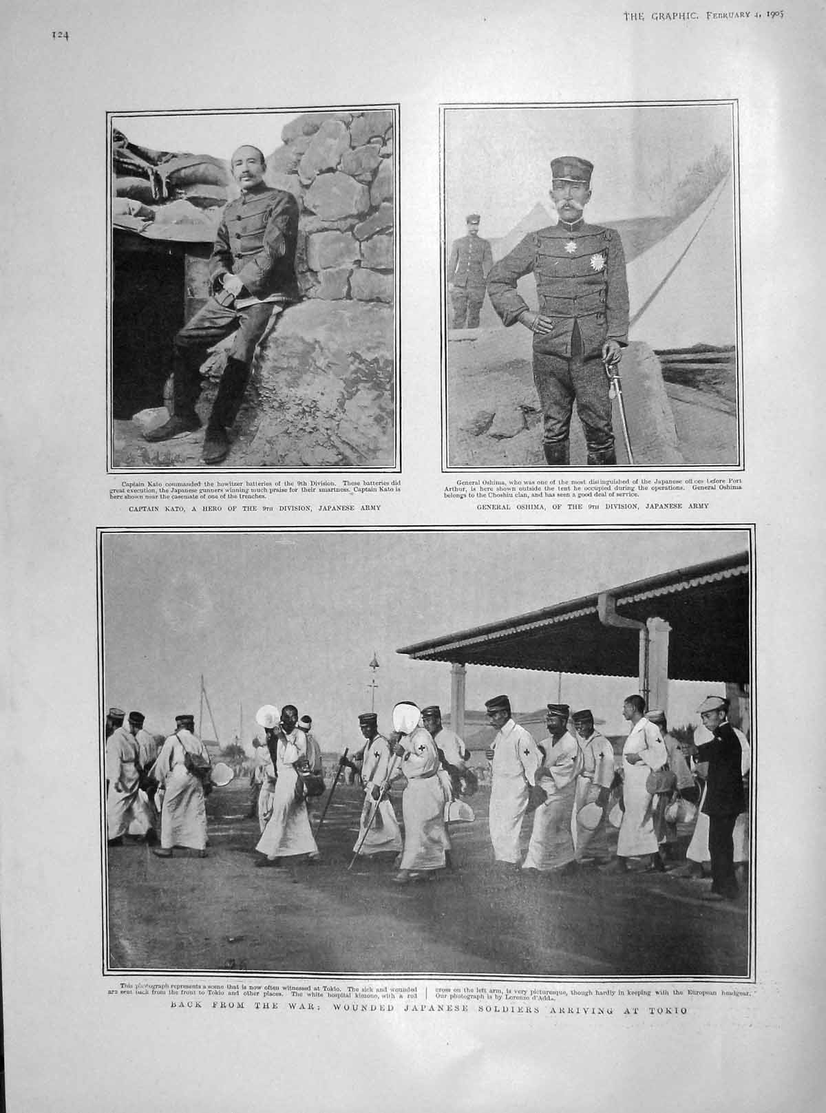 Original Old Antique Print 1905 Captain Kato Japan Oshima War Siers Tokio 20th