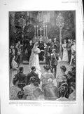 Original Old Antique Print 1905 Royal Wedding Darmstadt Court Chapel Eleonore