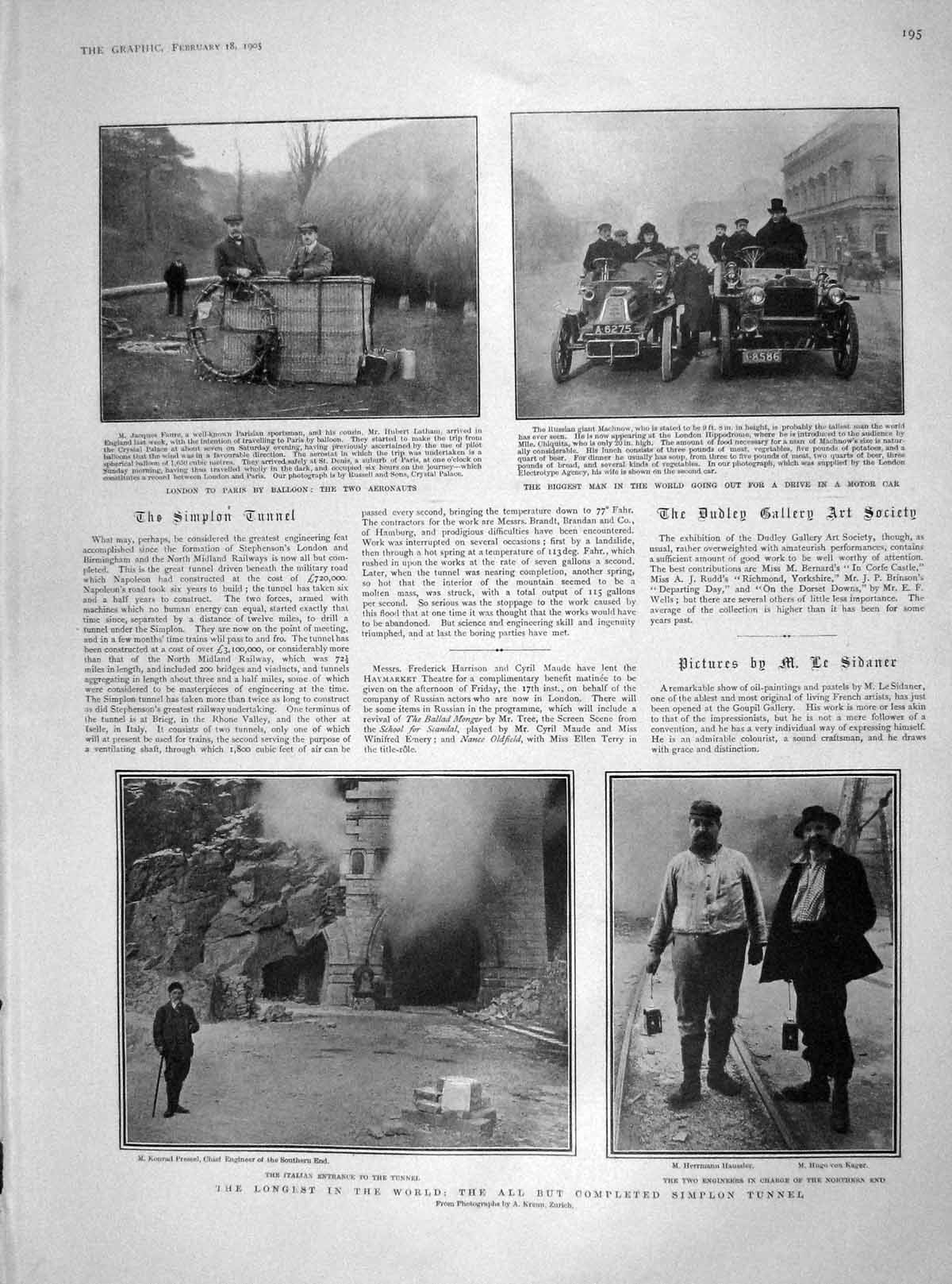 Old Antique Print 1905 Faure Balloon Machnow Haussier Kager Dalny Arthur 20th