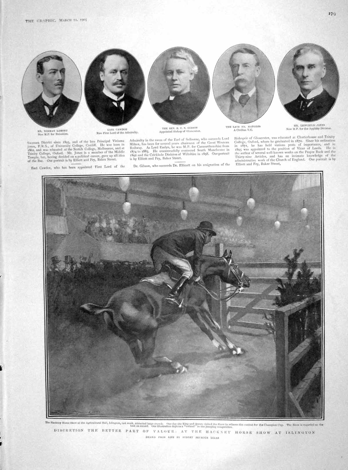 Original Old Antique Print 1905 Cawdor Gibson Mangles Jones Islington Harcourt