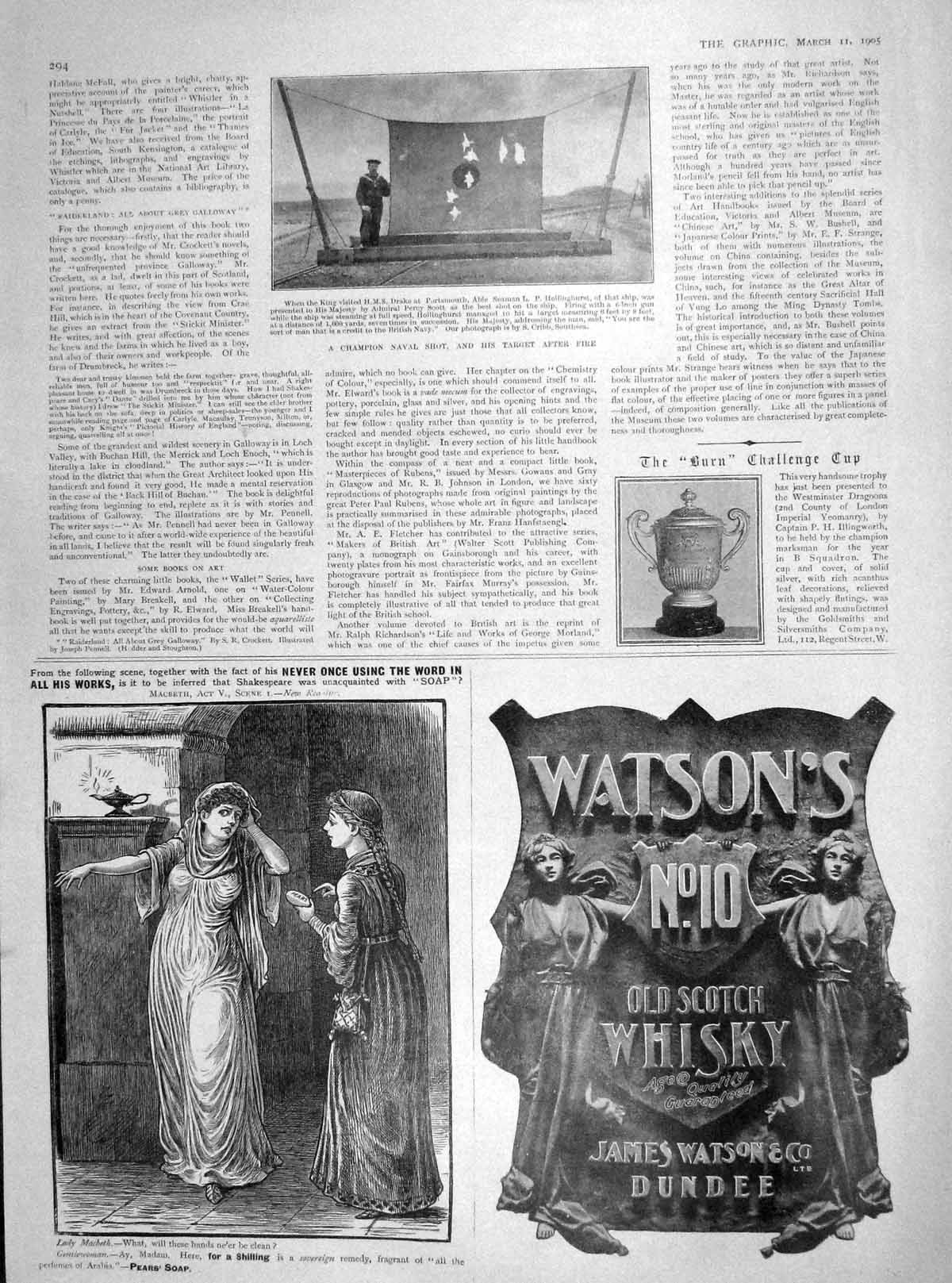 Old Antique Print 1905 Naval Shot Percy Scott Shakespeare Enos Fruit Salt 20th