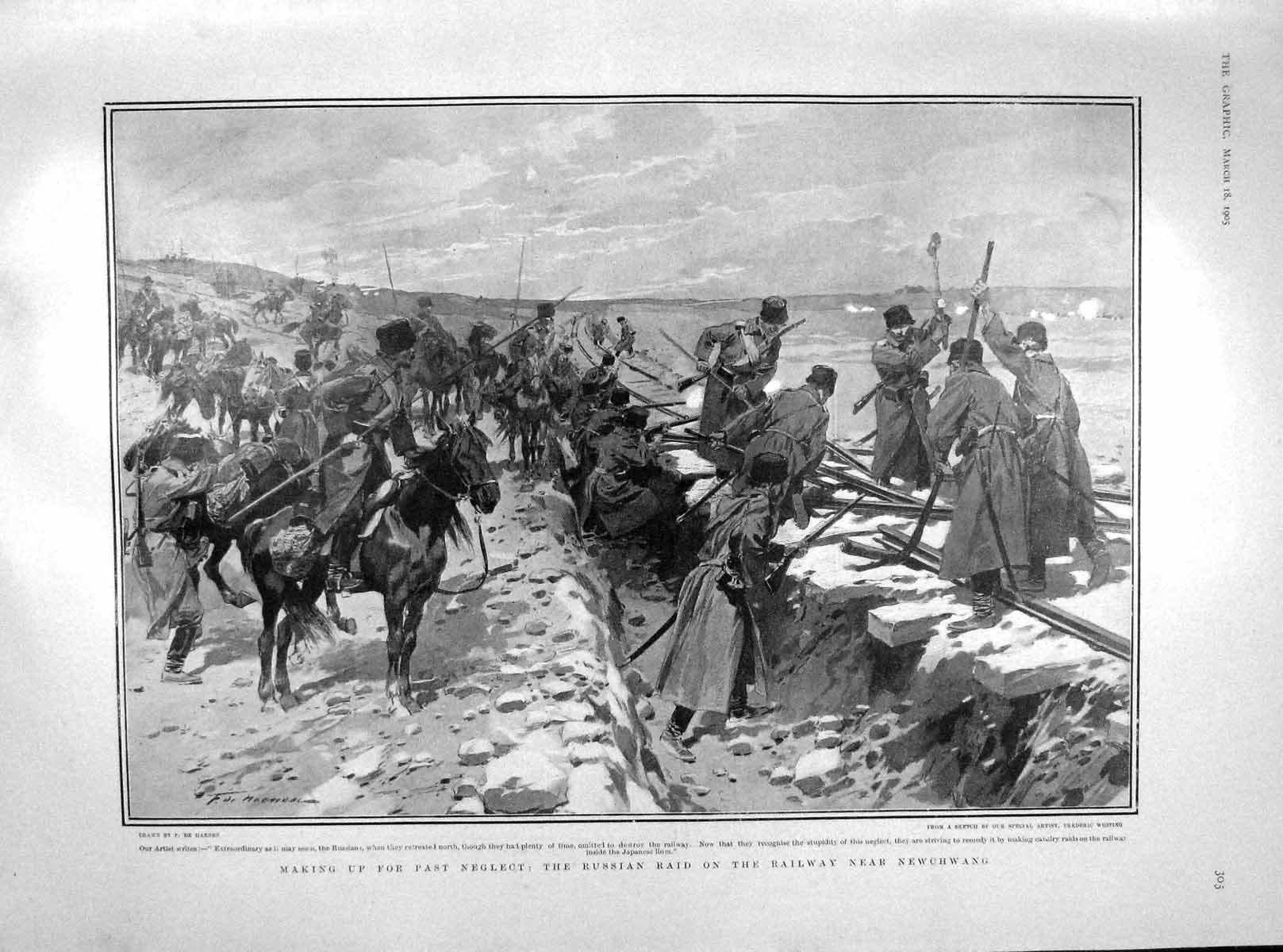 Original Old Antique Print 1905 Russian Siers Newchwang Railway Garcia Arthur