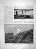 Original Old Antique Print 1905 Japanes Army Bridge Tashi-Ho Arthur War Mukden