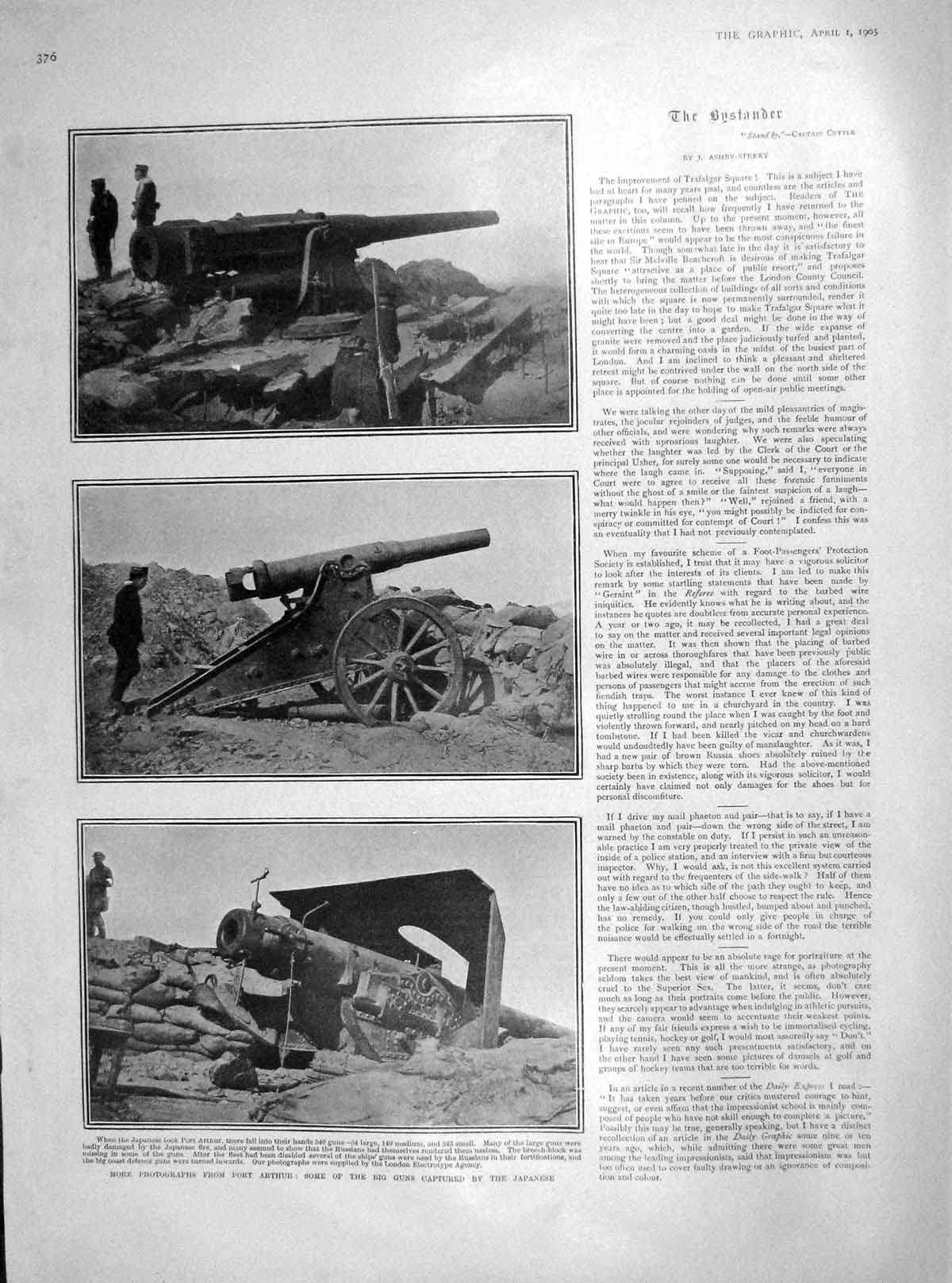 Original Old Antique Print 1905 Port Arthur Japan Gun Princess Anne Anderson