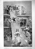 Antique Old Print 1905 Children'S Party Shooting Chute Cruiser Ship Paget 20th