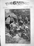 Original Old Antique Print 1905 Japanese Siers Manchuria War Camp Dinner 20th