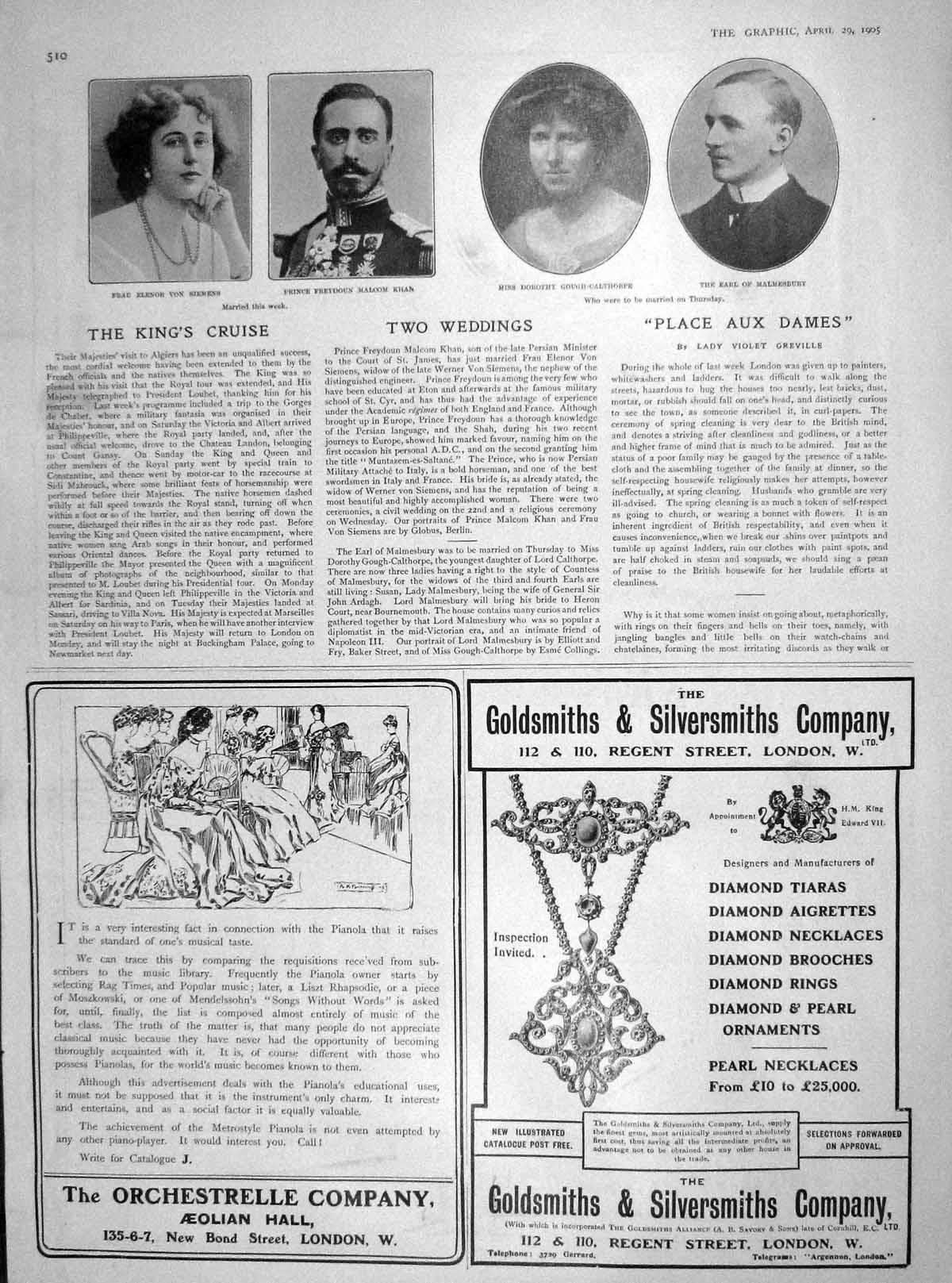 Original Old Antique Print 1905 Siemens Prince Khan Gough-Calthorpe Malmesbury