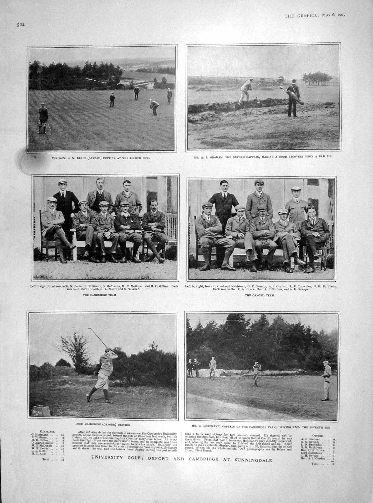 Original Old Antique Print 1905 Bruce Graham Golf Oxford Hoffmann India Lahore
