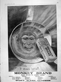 Old Antique Print 1905 Advertisement Monkey Brand Washing Soap Lever Bros 20th