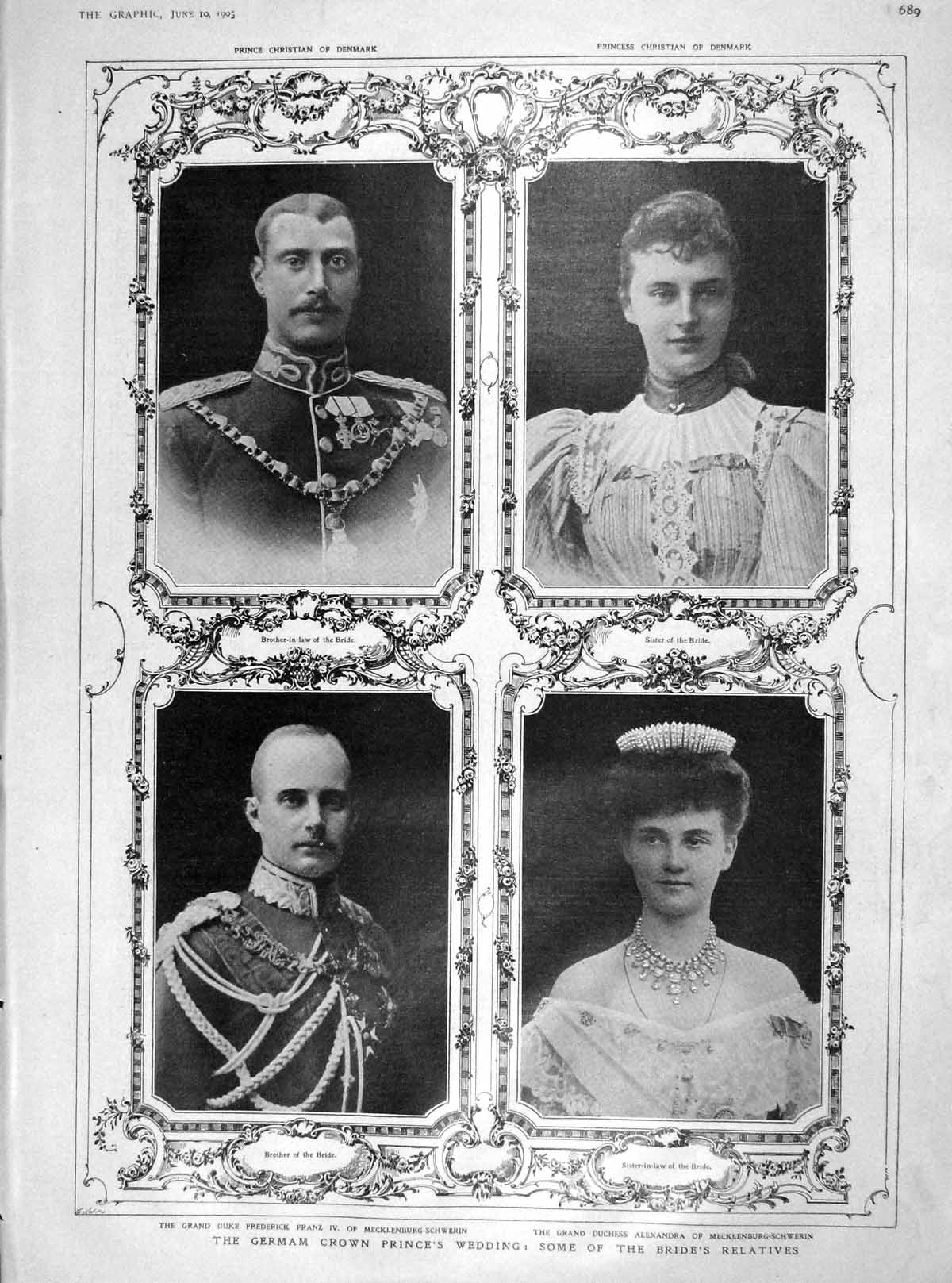 Original Old Antique Print 1905 German Prince Wedding Alexandra Berlin Cecilie