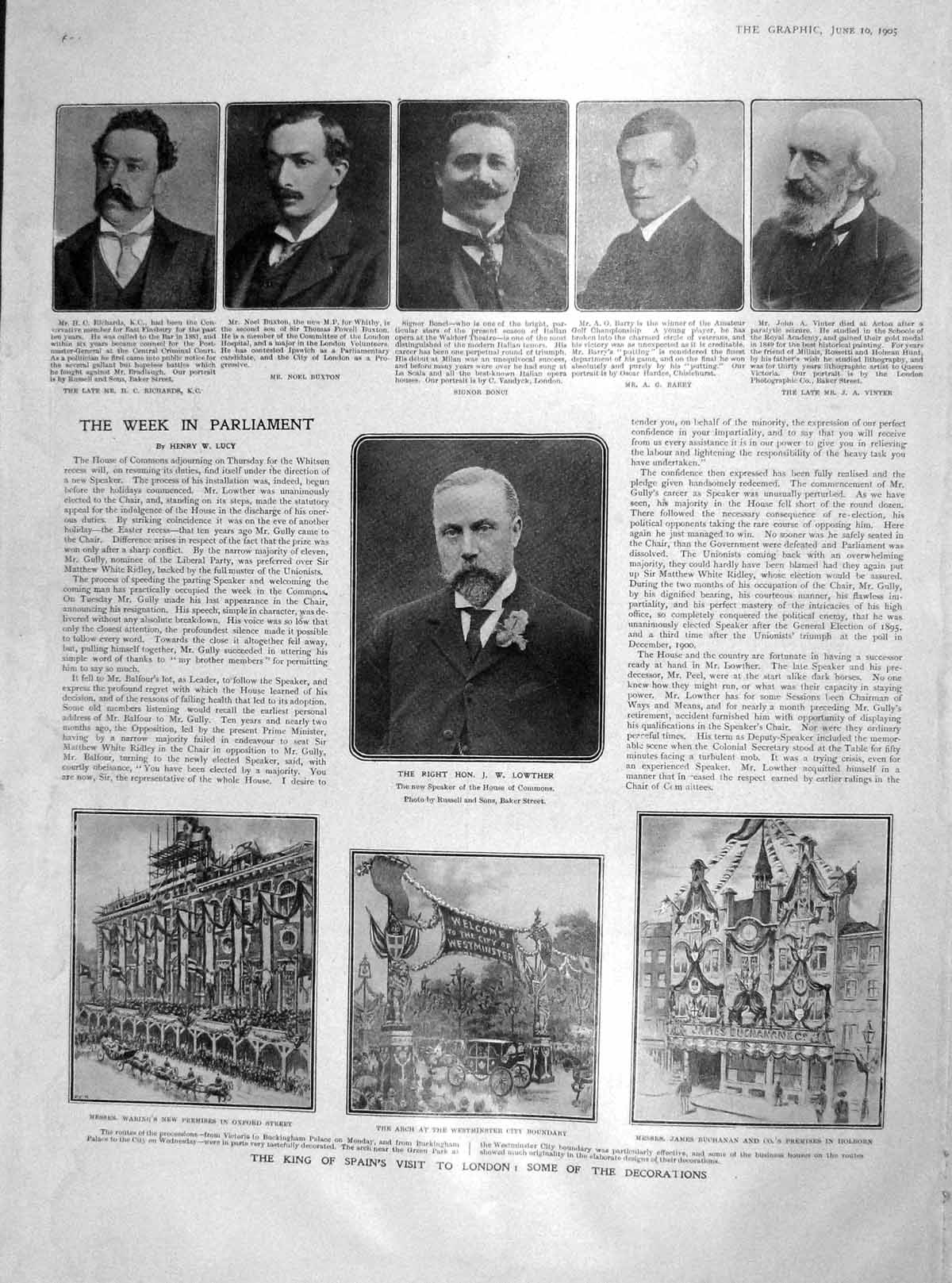 Old Antique Print 1905 Lowther Buxton Barry Waring London Prince Cecilie 20th