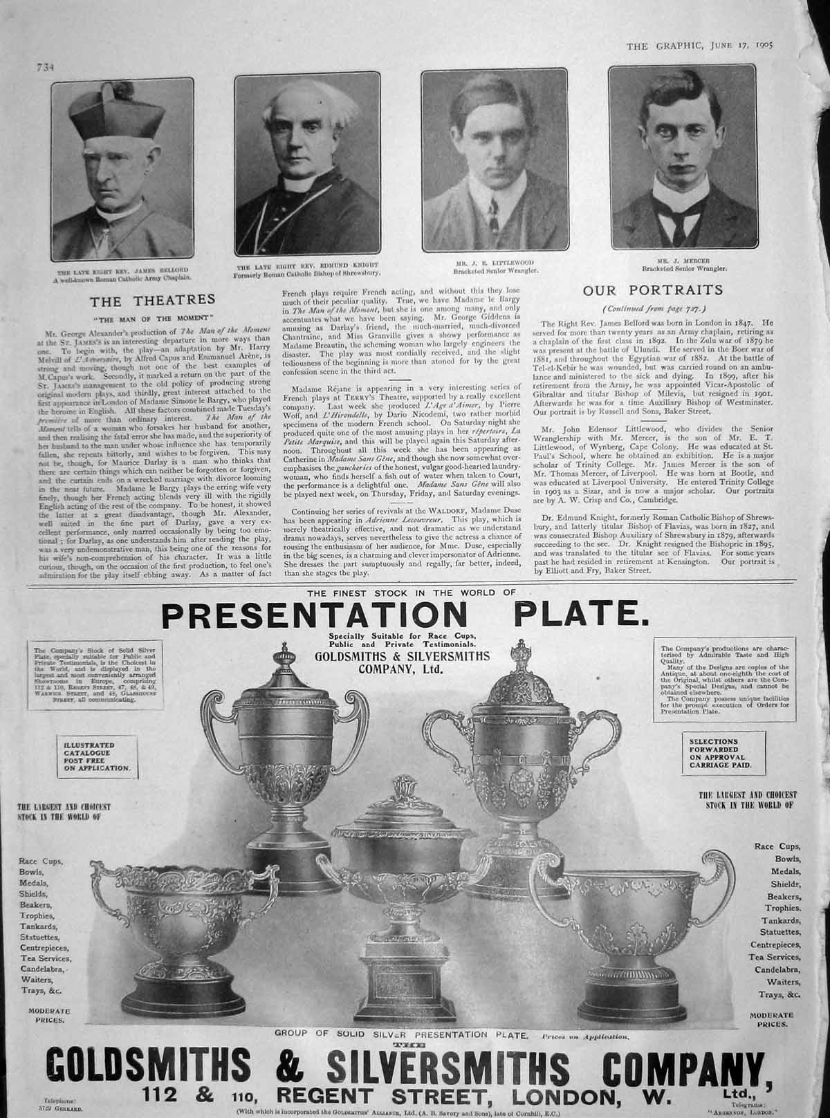 Old Antique Print 1905 Bellord Knight Littlewood Mercer Silver Furniture 20th