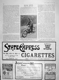 Original Old Antique Print 1905 Lady Motor Cyclist Berlin Germany Cigarettes
