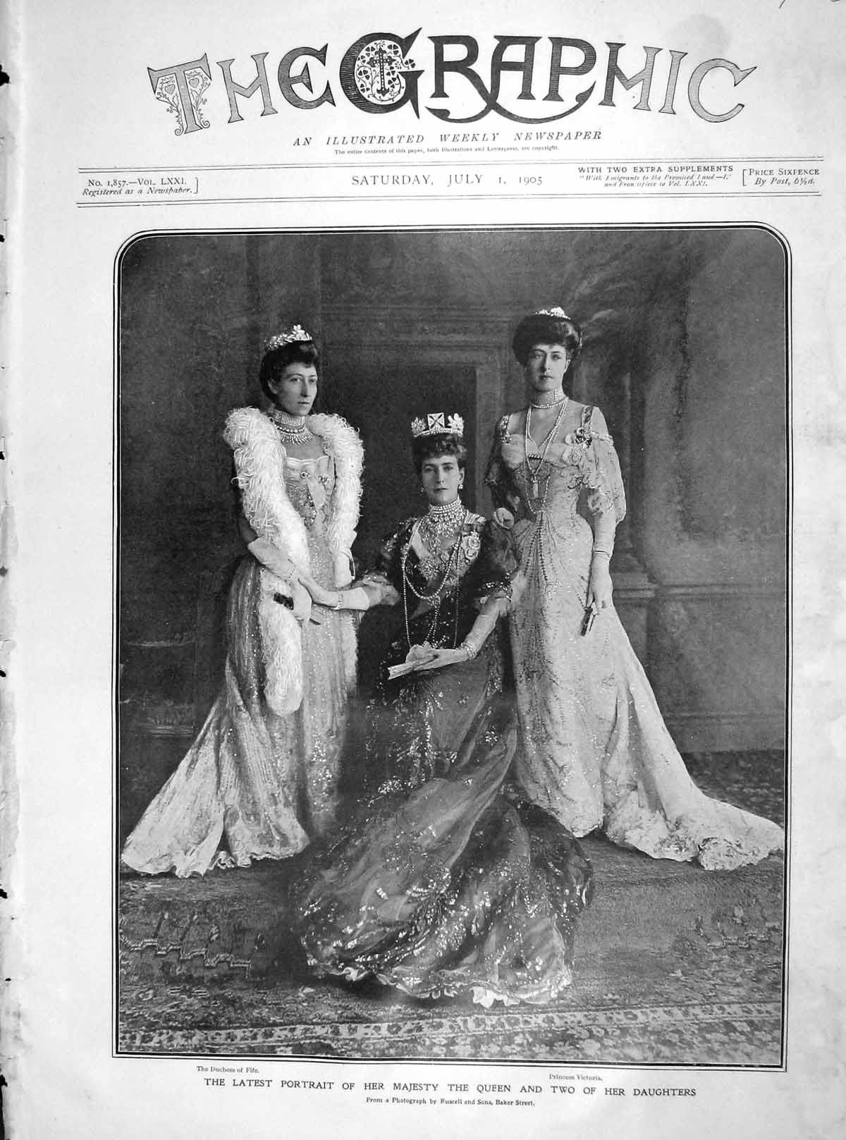 Original Old Antique Print 1905 Portrait Queen Duchess Fife Princess Victoria
