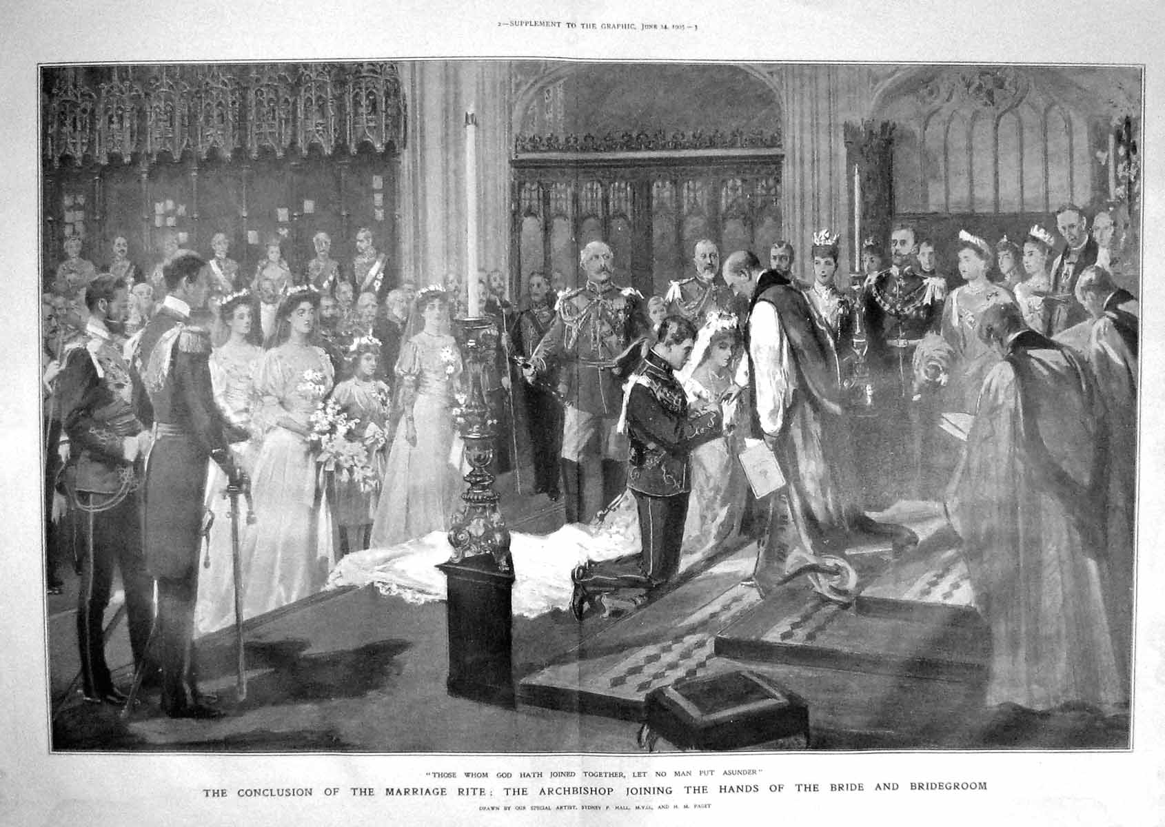 Old Antique Print 1905 Archbishop Wedding Bridge Bridegroom Paget Hall 20th