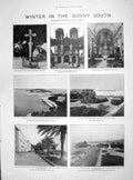 Original Old Antique Print 1905 Church Notre Dame Nice France Mount Boron Carlo