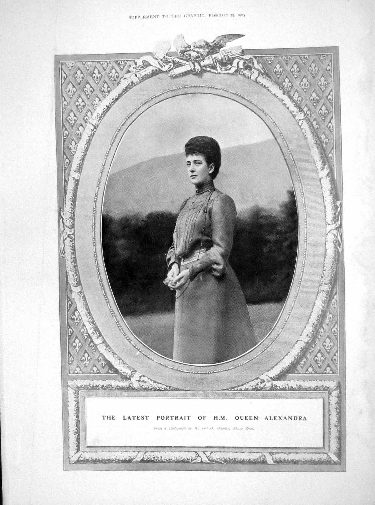 Original Old Antique Print 1905 Portrait Queen Alexandra Downey Ebury 20th
