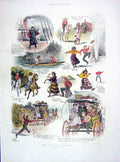 Original Old Antique Print 1905 Love Quest Bodgers Transport Ship Coach Horse