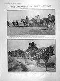 Old Antique Print 1905 Japanese Army Port Arthur Russian Prisoners Forts 20th