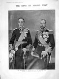 Original Old Antique Print 1905 King Alfonso Spain Prince Wales Guildhall Mayor