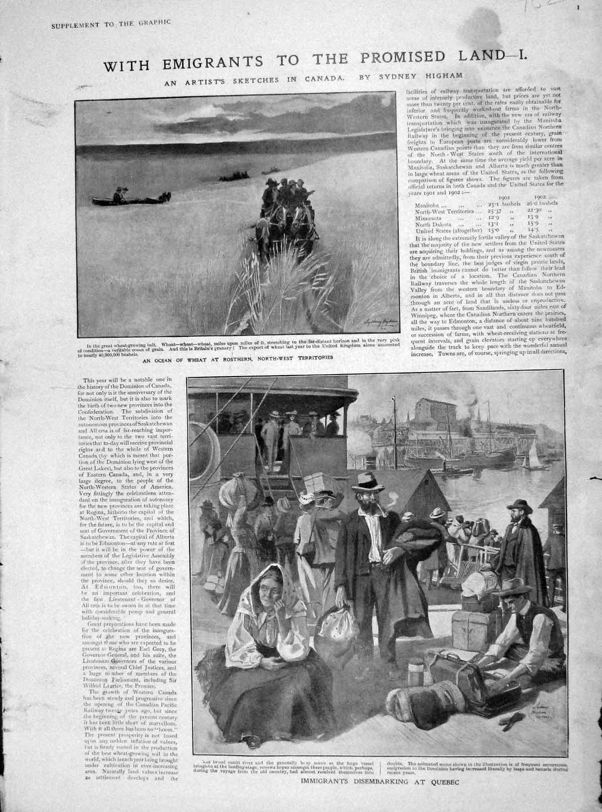 Old Antique Print 1905 Emigrants Quebec Rosthern Canada Alberta Vancouver 20th
