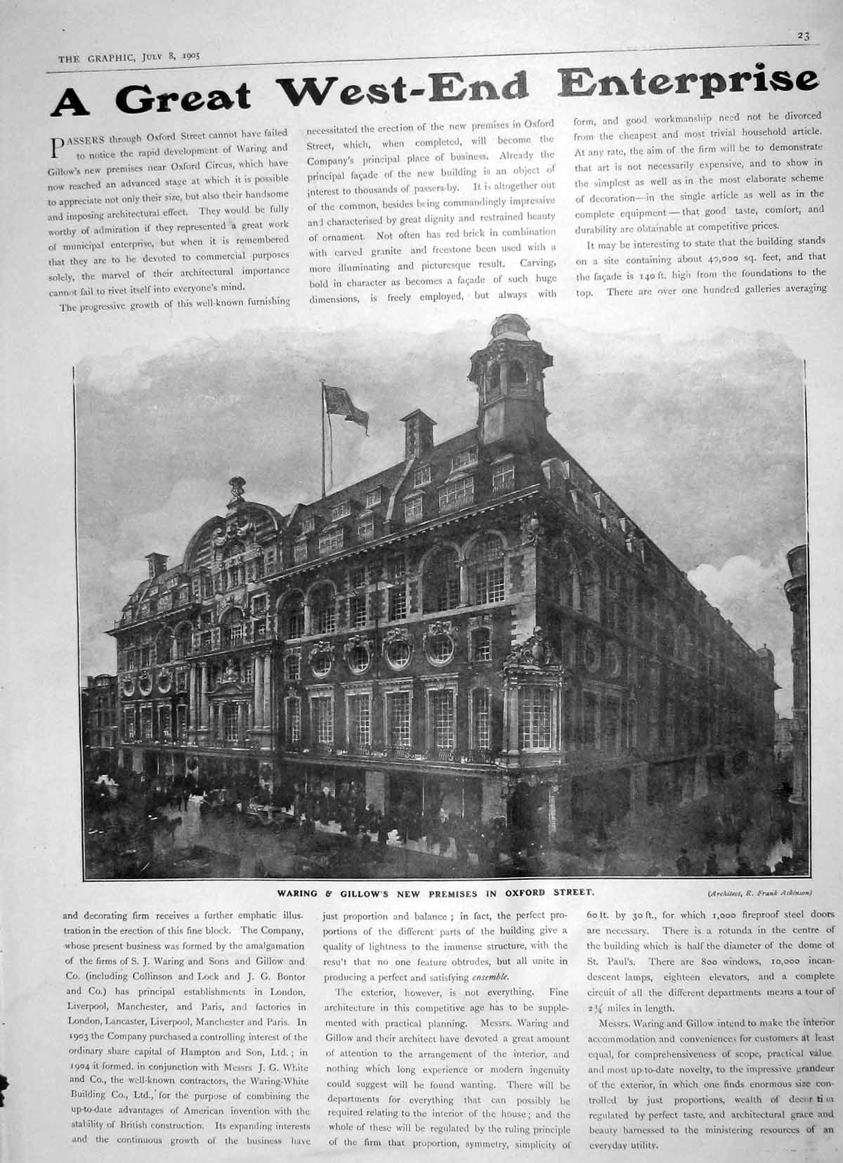 Original Old Antique Print 1905 Waring Gillows Oxford Street Venice Grand Canal