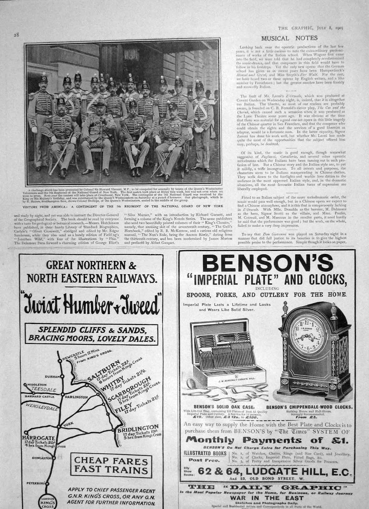 Original Old Antique Print 1905 America National Guard New York Vincent Benson
