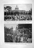 Old Antique Print 1905 King Queen Sheffield University Ship Edward Breton 20th