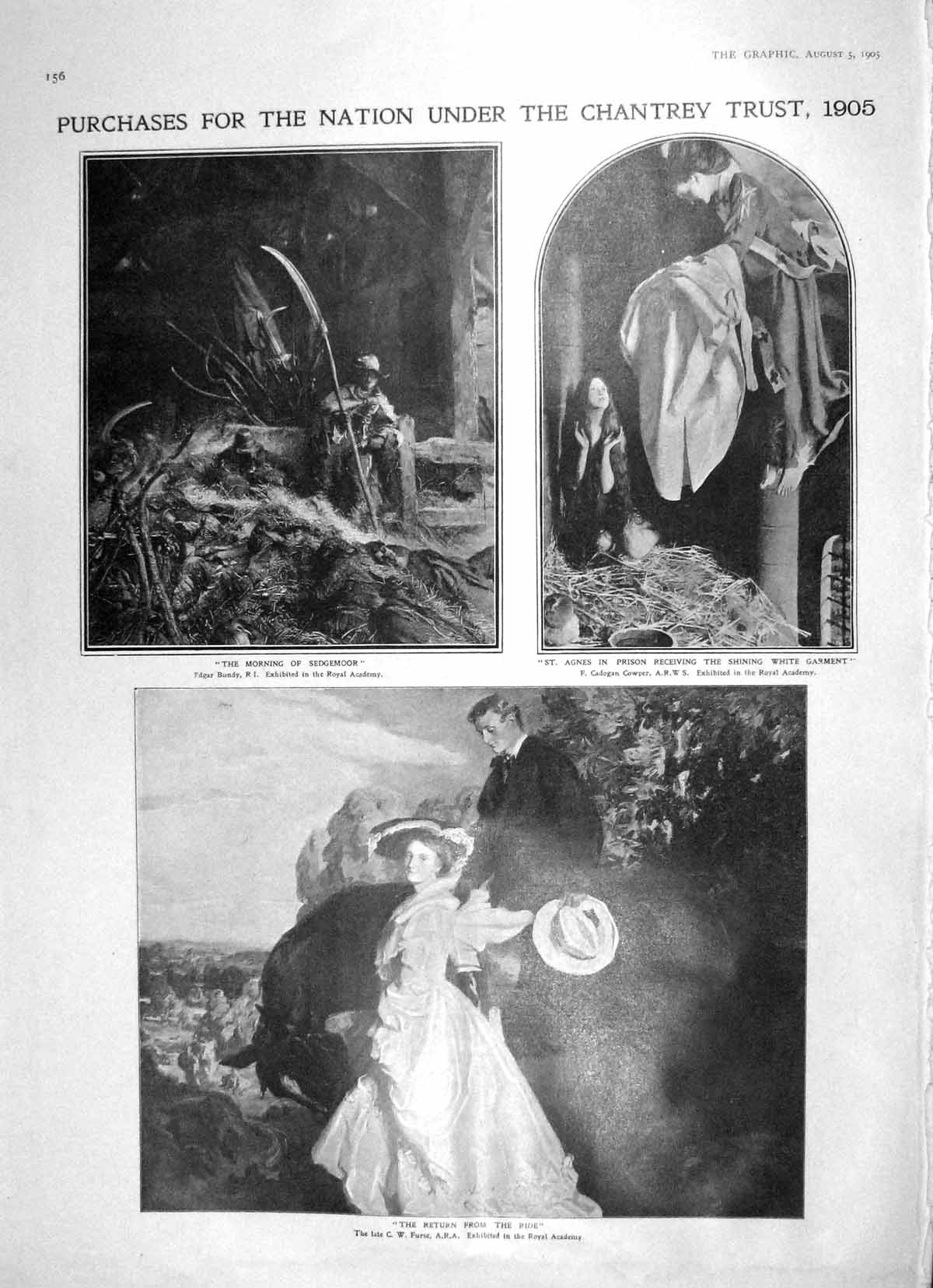 Original Old Antique Print 1905 Chantrey Trust Sedgemoor Black Mountains Toledo