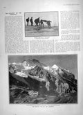 Original Old Antique Print 1905 Mountain North Face Jungfrau Accident Alpine