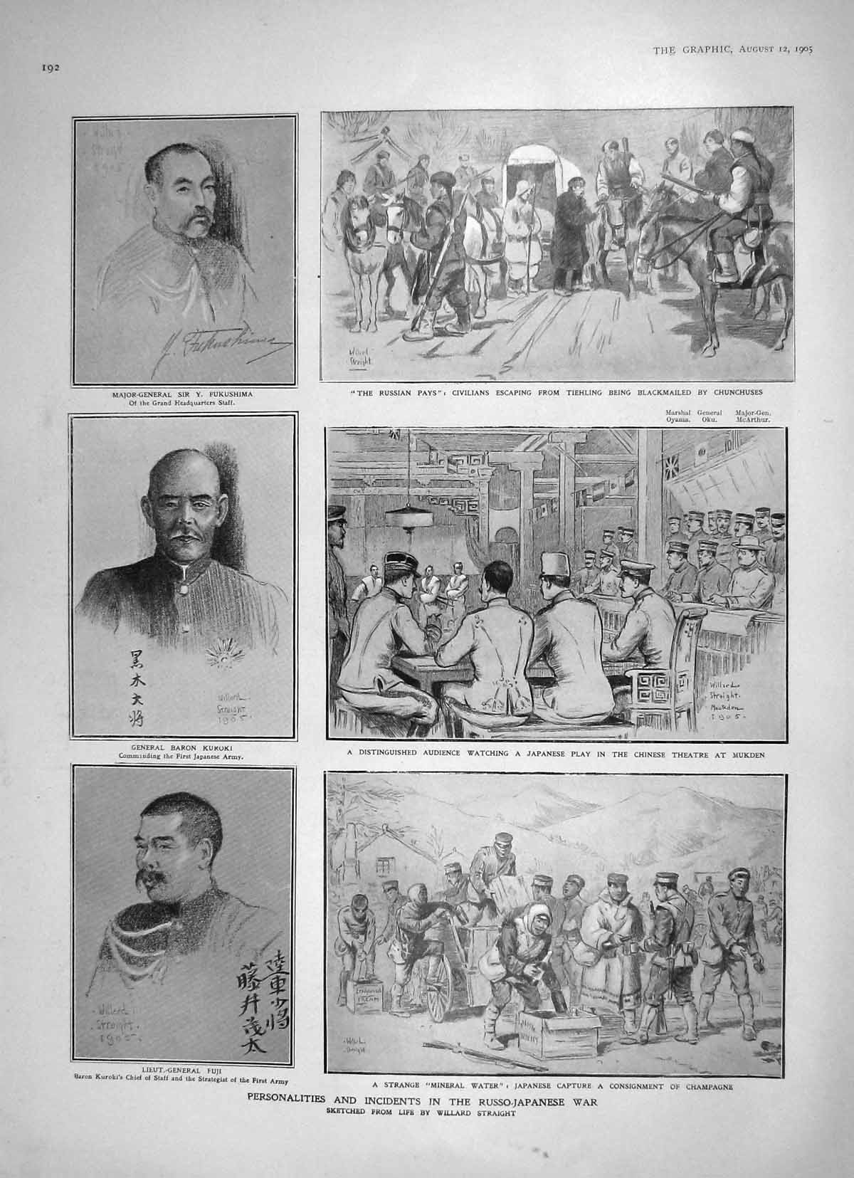 Original Old Antique Print 1905 Russ0-Japanese War Fukushima Fuji Shea Maloney