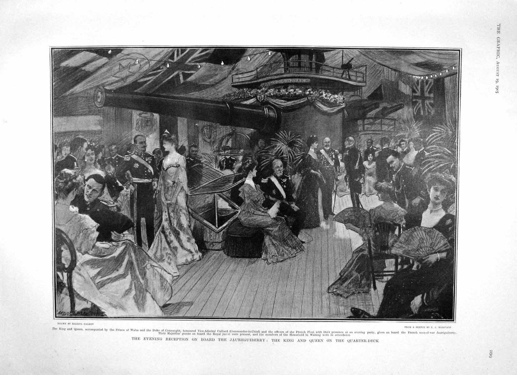 Original Old Antique Print 1905 Ship Jaureguiberry Prince House Commons Kitchen