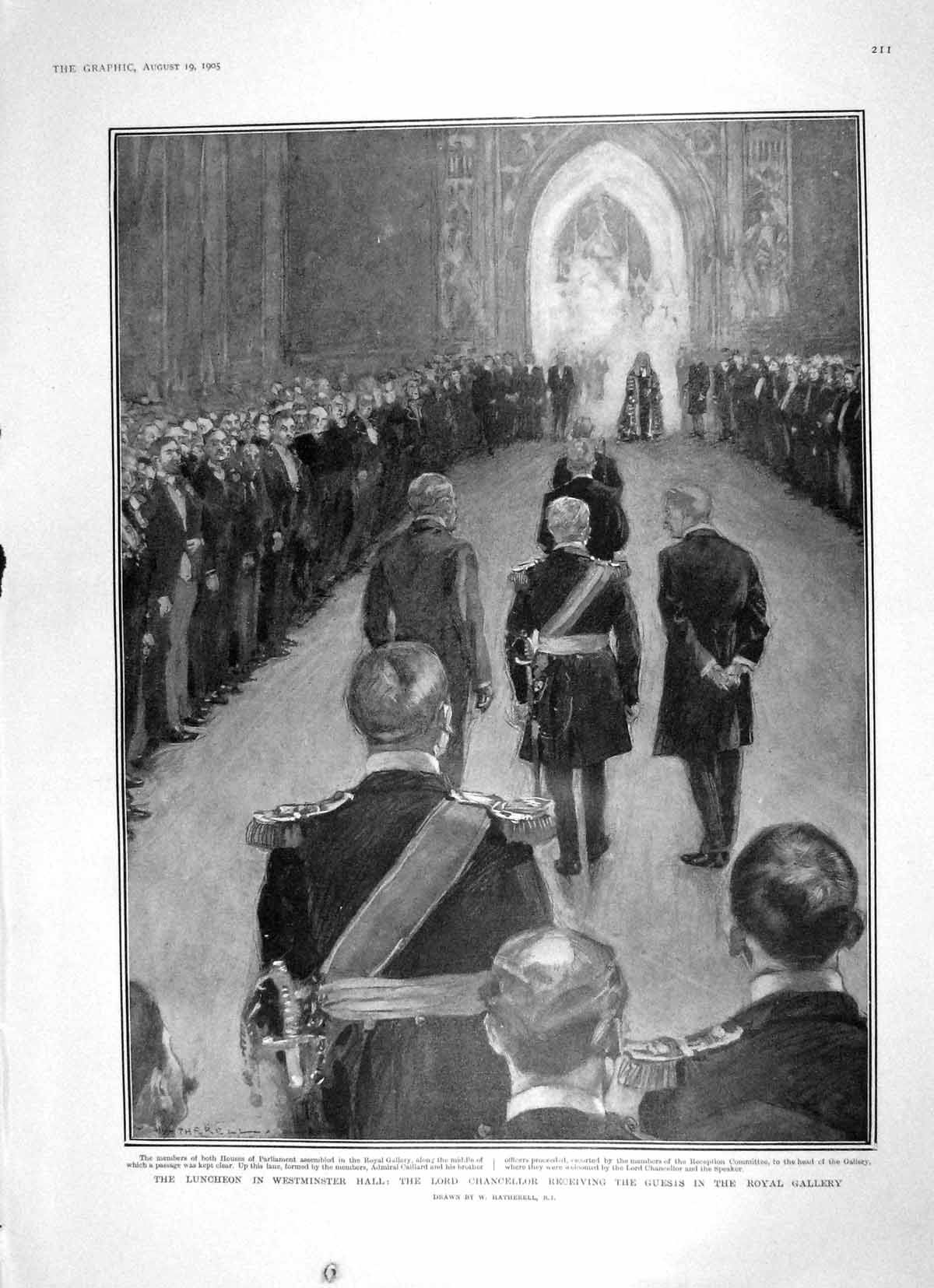 Old Antique Print 1905 Lord Chancellor Westminster Barfleur Massena Ship 20th