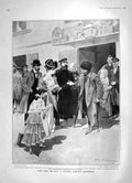 Original Old Antique Print 1905 Wounded Siers St. Petersburg War 20th Century