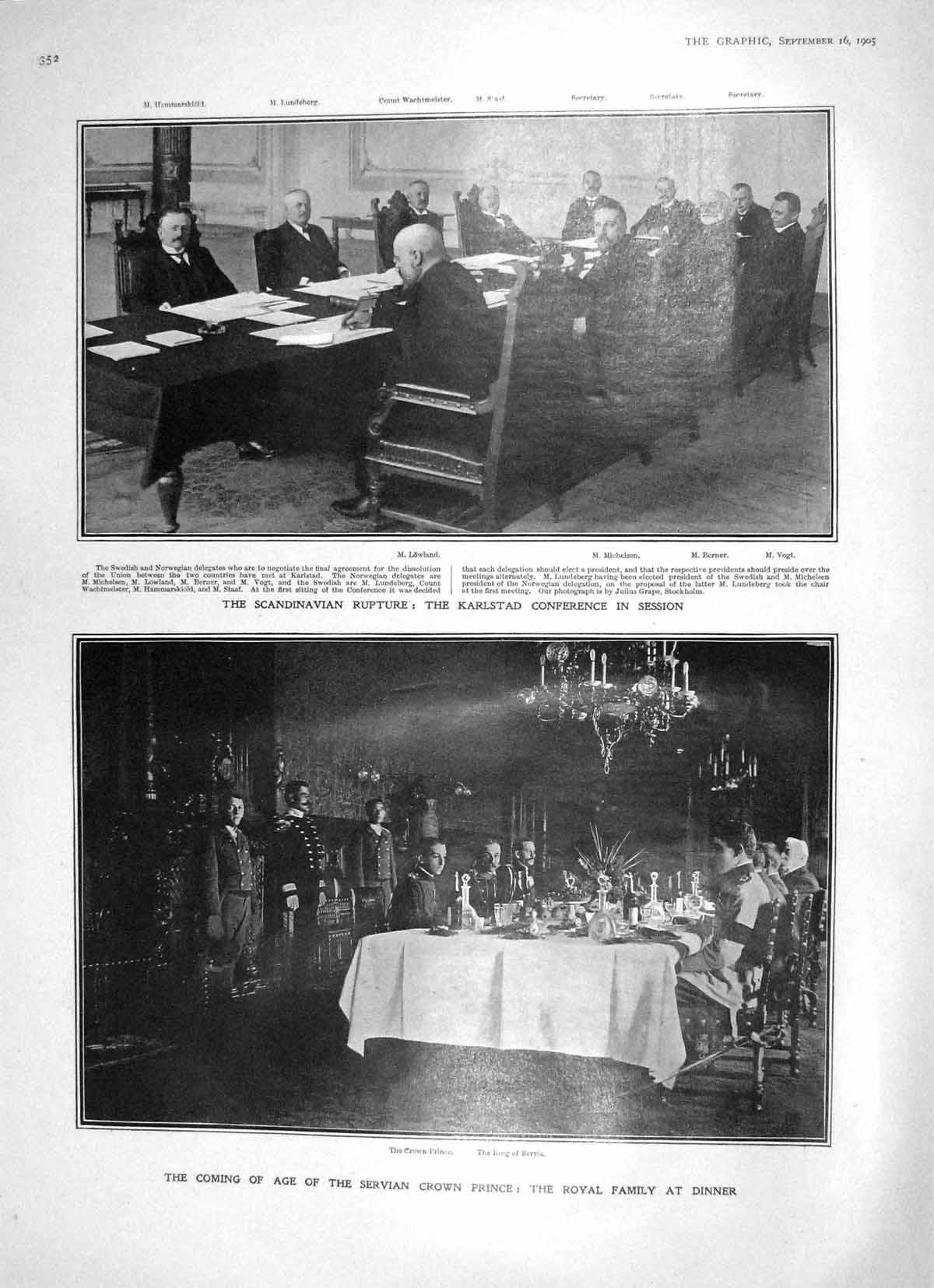 Old Antique Print 1905 Servian Crown Prince Karlstad Motor Bus Vanguard 20th
