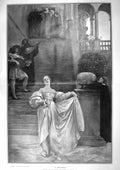Original Old Antique Print 1905 Measure Beautiful Lady Music Edwin Abbey 20th