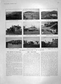Old Antique Print 1905 Kiao-Chau Hotel War Ship Railway New York Mappin 20th