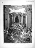 Old Antique Print 1905 Cuhrch St. Nicholas Stefanoconi Earthquake Statue 20th