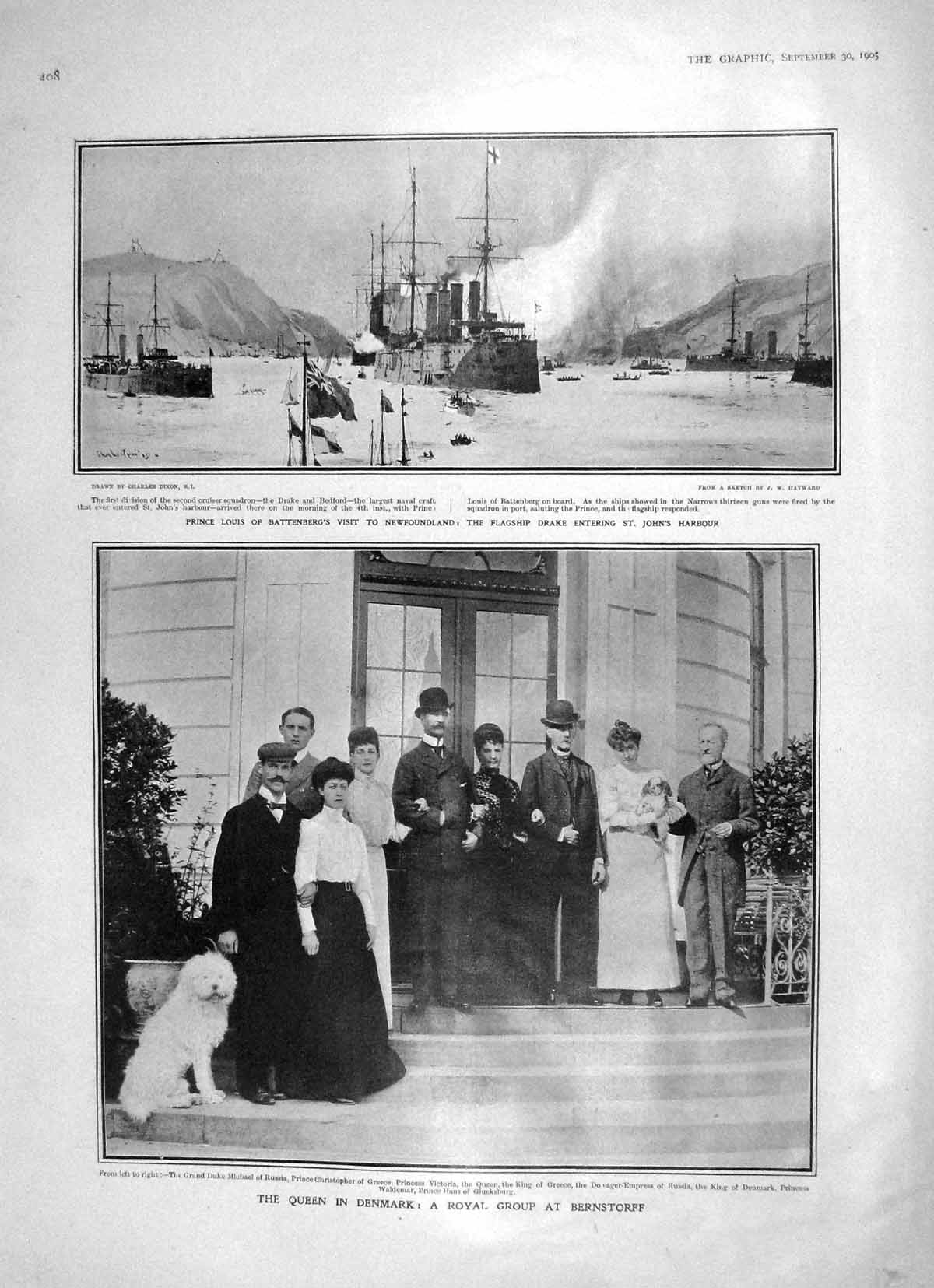 Old Antique Print 1905 Prince Louis Battenburg Queen Denmark War Office 20th