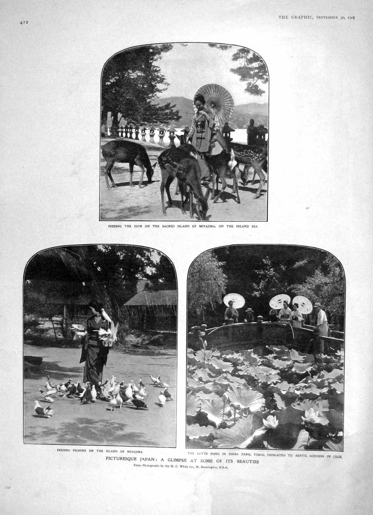 Original Old Antique Print 1905 Japan Island Miyajima Shib Tokio Theatre Coutts