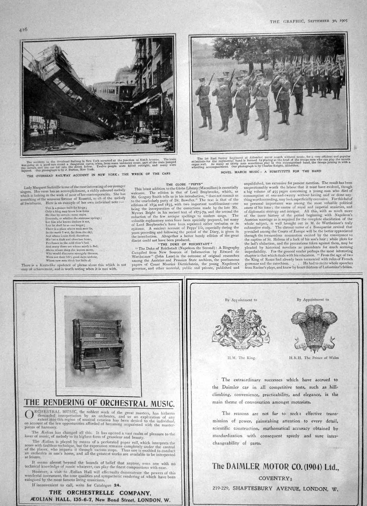 Original Old Antique Print 1905 Railway Train Crash New York Siers Aldershot