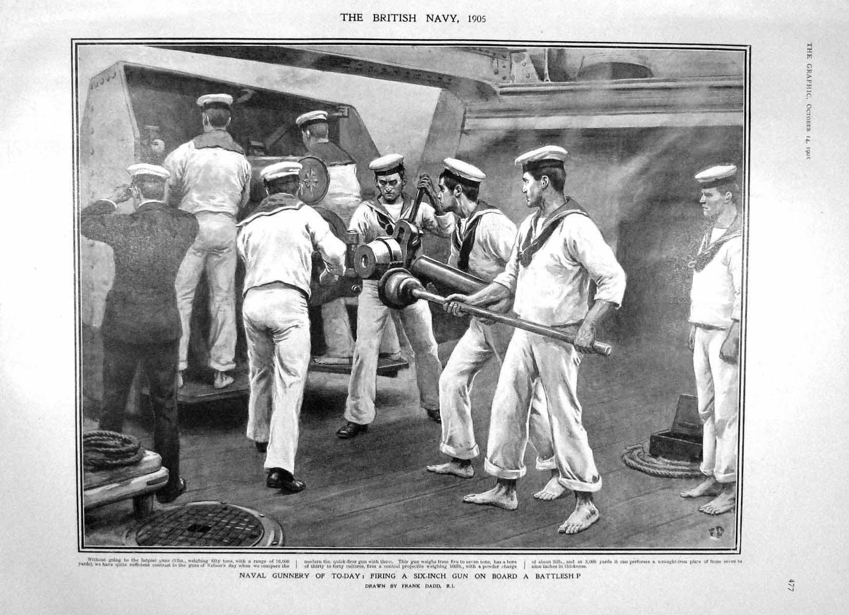 Old Antique Print 1905 Navy Gunnery Battle Ship Fayrer Selby Mahony Lady 20th