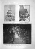 Old Antique Print 1905 Death Nelson Victory Ship Trafalgar Battle Map War 20th