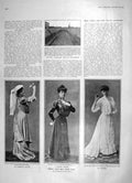 Original Old Antique Print 1905 Trafalgar Dock Southampton Ladies Fashion Paris