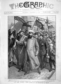 Original Old Antique Print 1905 Russian Officers Processionists Moscow Russia
