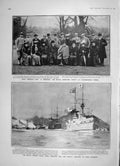 Old Antique Print 1905 King George Windsor Cranbourne Ship Renown Hotel 20th